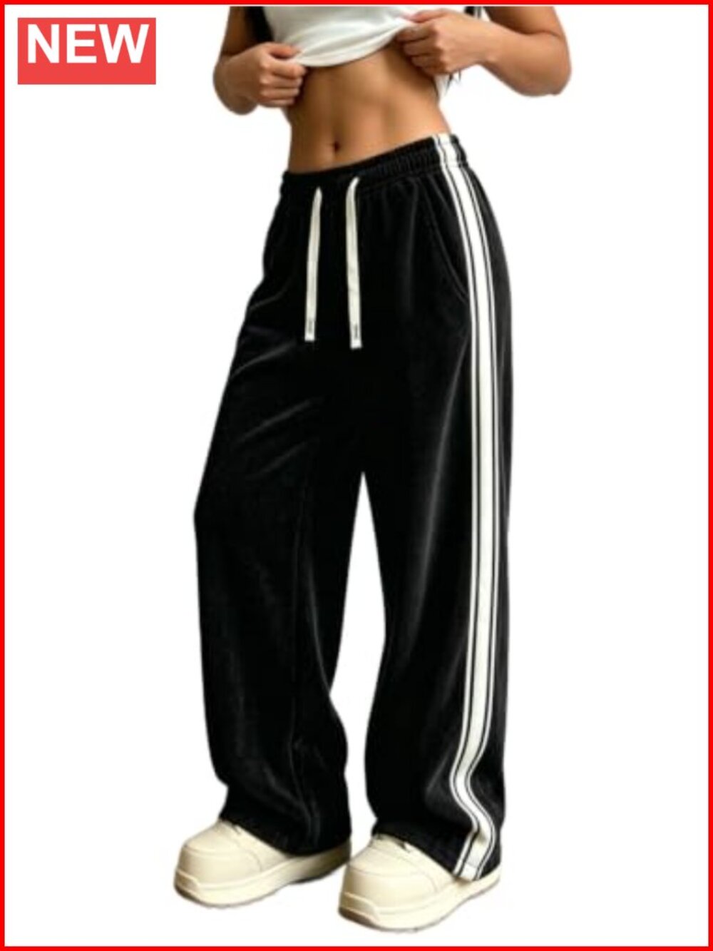 Women's Wide Leg Corduroy Pants Drawstring High Waist